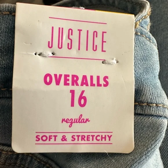 New! Justice Girls Denim Overalls Size 16 Regular NWT - Picture 7 of 8